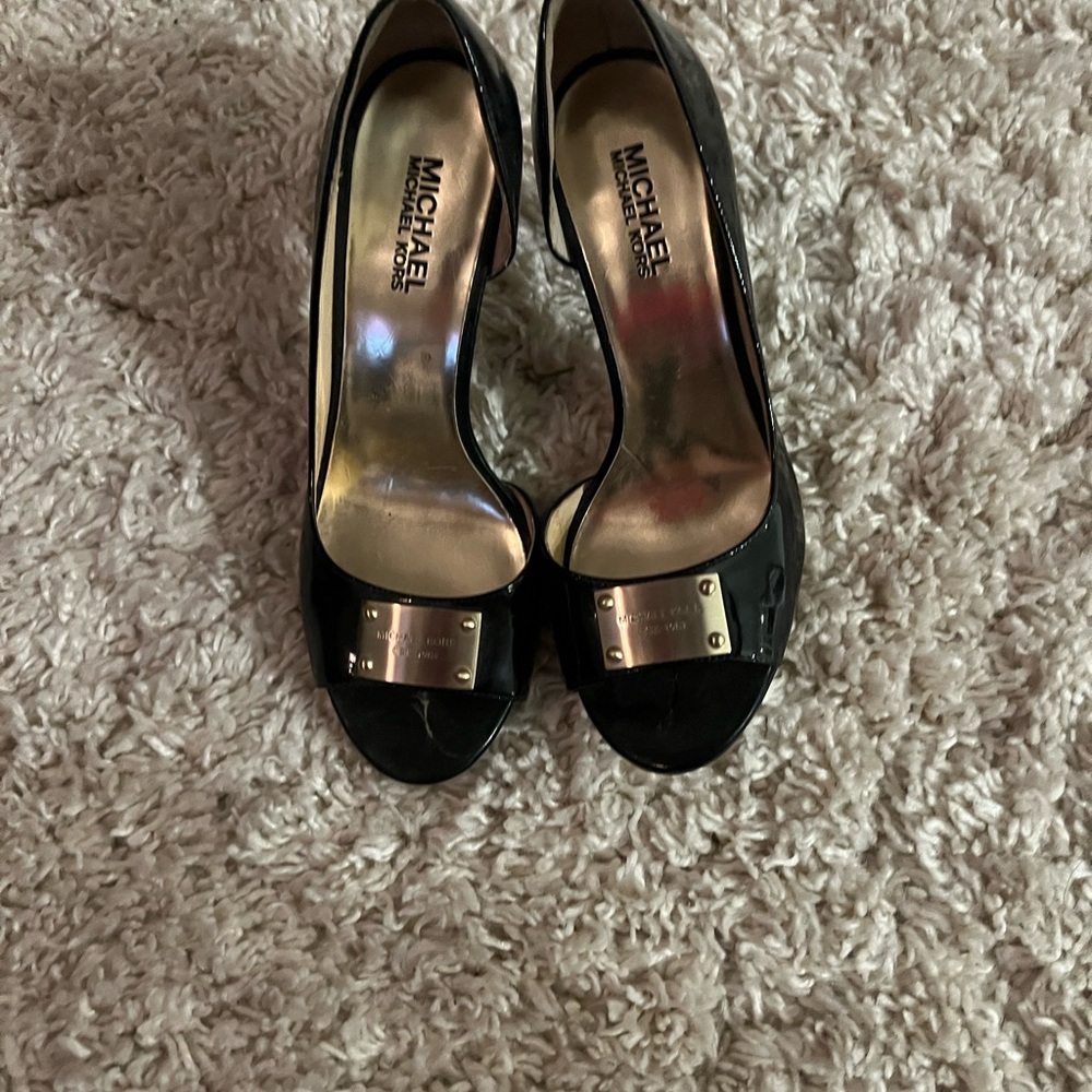 Michael Kors Black Peep Toe Heels
